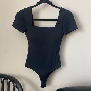 KLASSY NETWORK SQUARE NECK BODYSUIT | SIZE- XS (L removable pads) | COLOR- BLACK